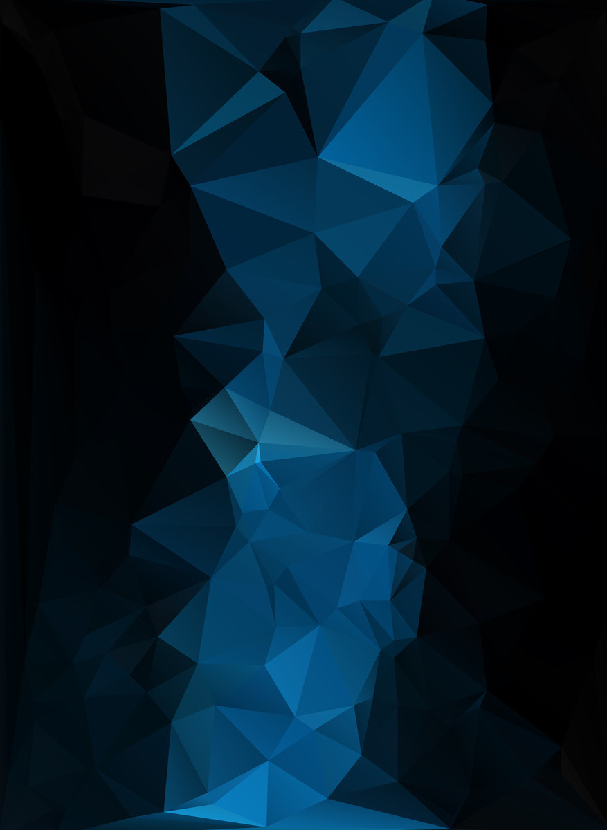 Stilvoll in blau getönte Dreiecke auf schwarzem Hintergrund (90°)
